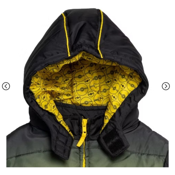 NWT Pokémon Pikachu Boys Winter Coat Puffer Jacket in Yellow/Black Size 14/16 - Picture 5 of 12